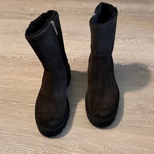 Aquatalia Eloise Espresso Suede Zip Boots, Size 37.5 (Sold out online!)